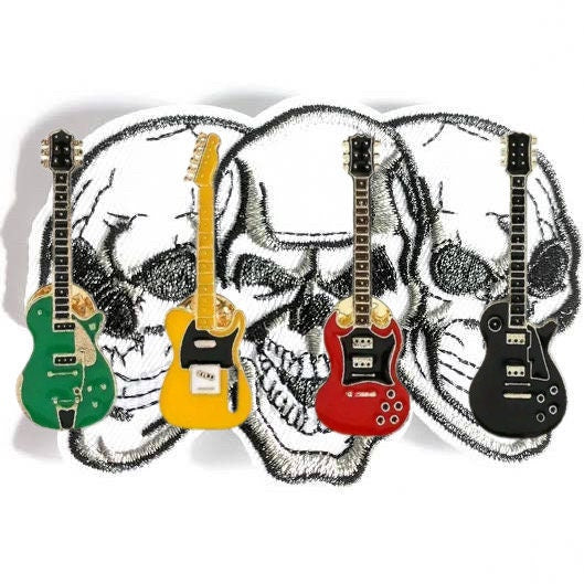 Punk Rock Guitar Enamel Pins 4pc Set – Edgy Collectible Badges for Music Lovers & Fans