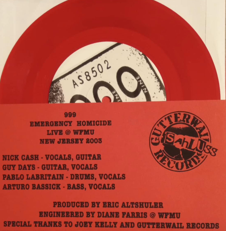 999 Emergency/Homicide 7" Red Vinyl (2003 Radio Sessions)