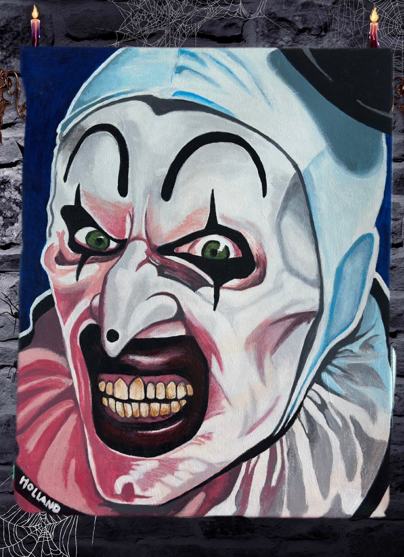 Art the Clown in Acrylic: Haunting Horror Painting for Terrifier Fans