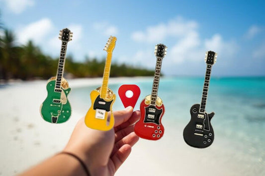 Punk Rock Guitar Enamel Pins 4pc Set – Edgy Collectible Badges for Music Lovers & Fans